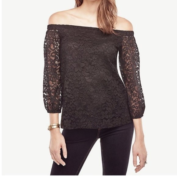 Ann Taylor Tops - Ann Taylor Black Off the Shoulder Lace Top